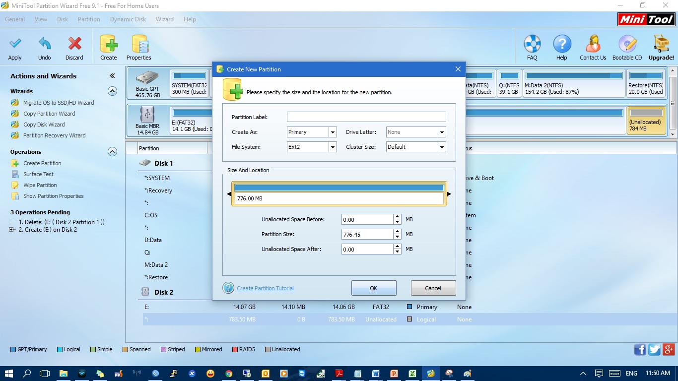 Partisi SDCARD_Create New Partition Ext2