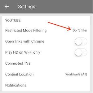 Restricted Mode YouTube iOS